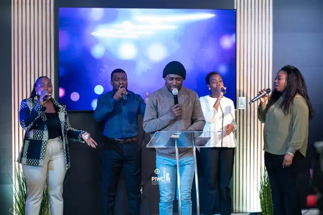 The worship band on stage