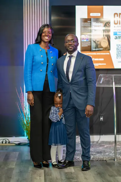 A family dressed up for Sunday service